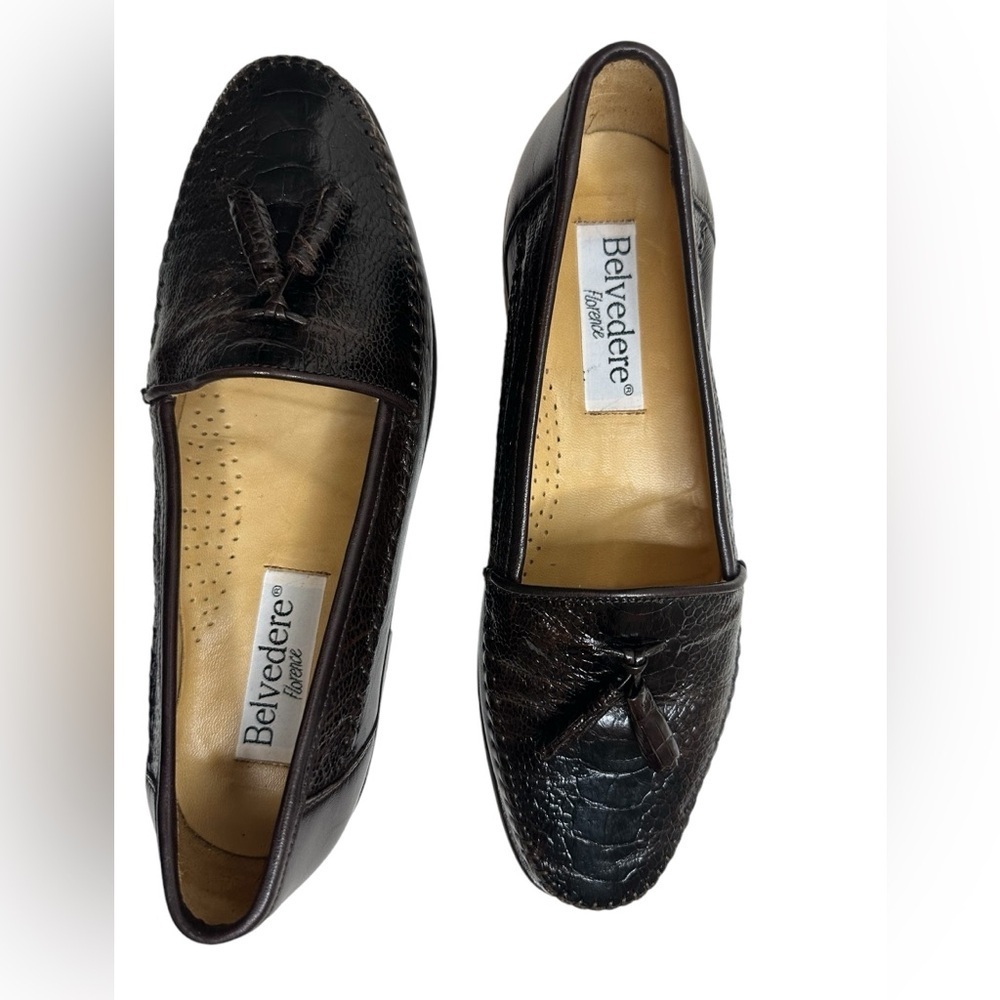 BELVEDERE FLORENCE MENS LOAFERS ITALIAN, GENUINE OSTRICH LEG TASSEL LOAFER 8 M